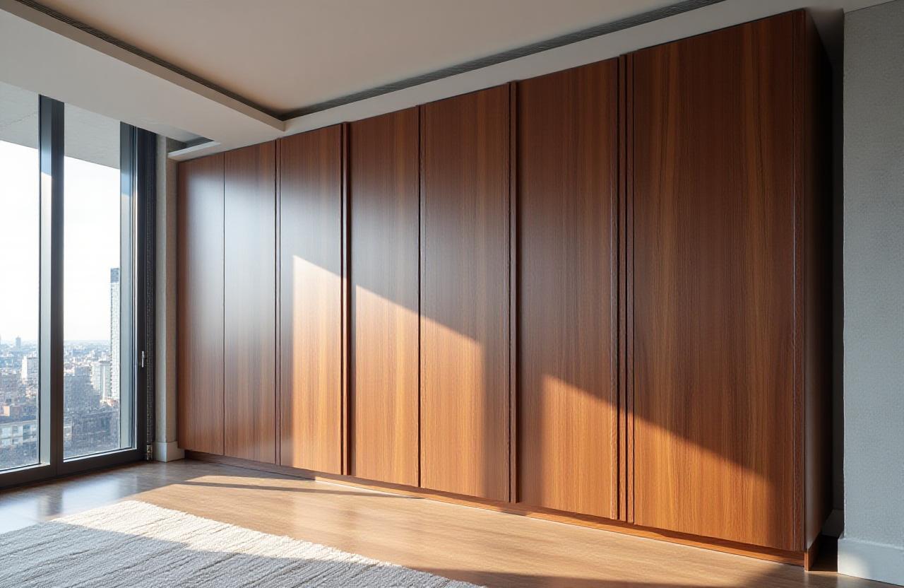 Custom walnut cabinetry in a Manhattan penthouse